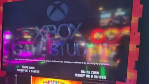 XBox Game Studio Arcade Game Minecraft Dungeons Games Stock Footage 243907261