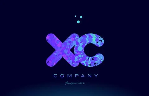 Xc x c bubble circle dots pink blue alphabet letter logo icon vector Stock Illustration