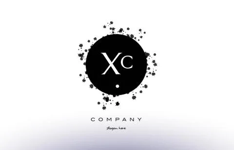 Xc x c  circle grunge splash alphabet letter logo vector icon template 스톡 일러스트