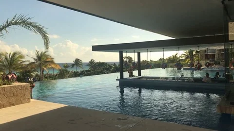 Xcaret Hotel pool Timelapse Vídeos de archivo 83096584