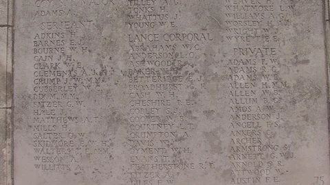 XCU Name Memorial at Tyne Cot Cemetary in Ypres, Belgium Stock-Footage 98401972