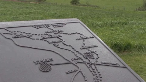 XCU Ypres Salient Map Plaque at Messines Peace Park Belgium Stock Footage 112338123