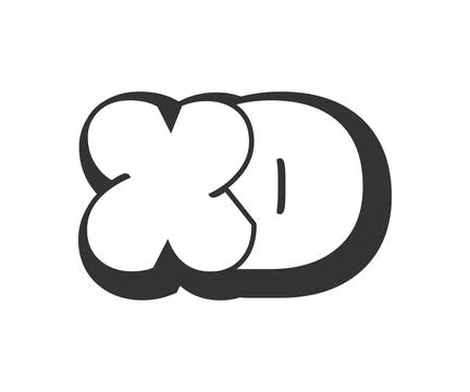 XD logo, bubble comic lettering, rounded in graffiti style black and white .. Illustrazione stock