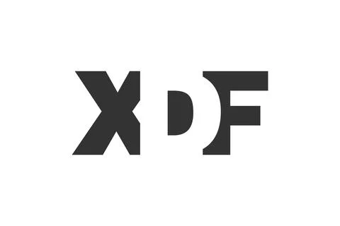XDF logo design. Initial letter X D F bold font style for tech startups, co.. Stock Illustration