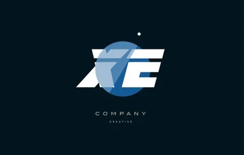 Xe x e  blue white circle big font alphabet company letter logo Stock Illustration