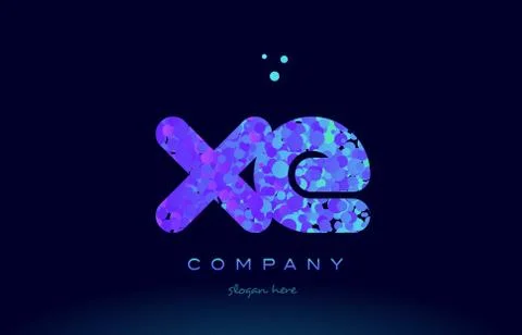 Xe x e bubble circle dots pink blue alphabet letter logo icon vector Stock Illustration