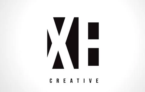 XE X E White Letter Logo Design with Black Square. Stock Illustration