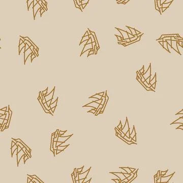 Xebec ancient ship line seamless pattern Stock Illustration