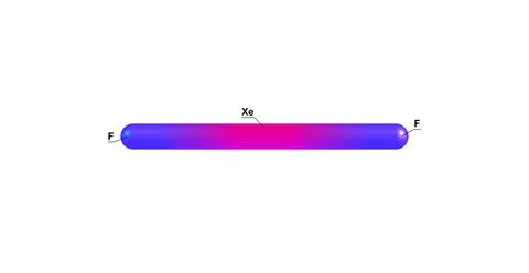 Xenon difluoride molecular structure isolated on white. 3d illustration Stock Illustration