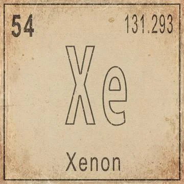 Xenon Element Card from Periodic Table on Vintage Old Paper Stock Illustration