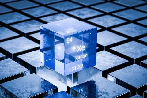 Xenon gas is an element on the periodic table. Xenon gas symbol on the period Illustrazione stock