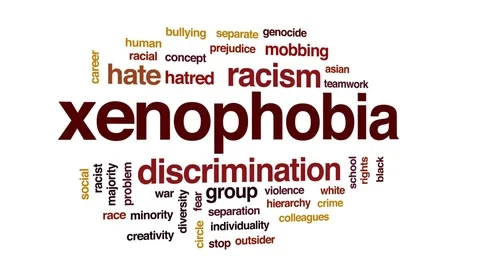 Xenophobia animated word cloud, text design animation. Stock Footage 77555788