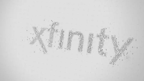 Xfinity logo being made with many numbers. Digital business conceptual editorial Stockillustratie