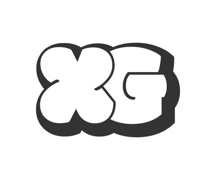 XG logo, bubble comic lettering, rounded in graffiti style black and white .. Stock Illustration