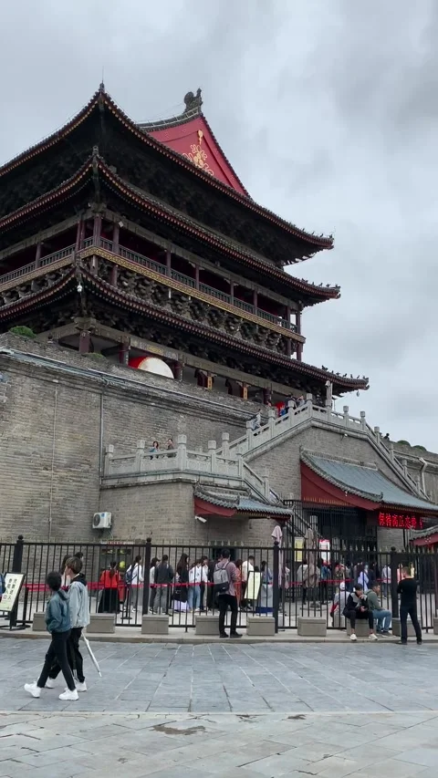 Xi'an, China - 2019/09/10 : Drum tower Video stock 342750522