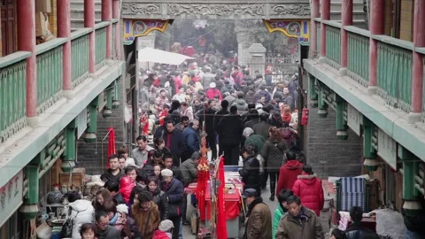 Xi'an CHINA, - Feb 02 2012: -Temple fair held every year at spring festival at Stock Footage 108361842
