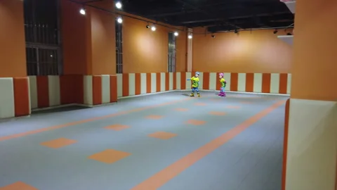 XI'AN, CHINA - FEB 24, 2019: children learning to roller skate.,China. Stock Footage 123717265