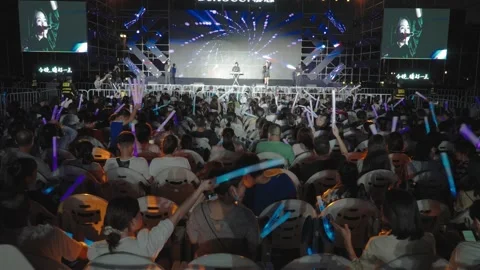XI'AN, CHINA - JUL 24, 2021: View of concert at night.China,Xi'an. Stock Footage 166035005