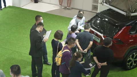 XI'AN, CHINA - OCT 01, 2021: Xi'an International Auto Show,During the COVID-19 Stock Footage 165454907