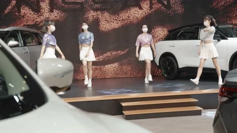XI'AN, CHINA - OCT 01, 2021: Xi'an International Auto Show,During the COVID-19 Stock Footage 165809985