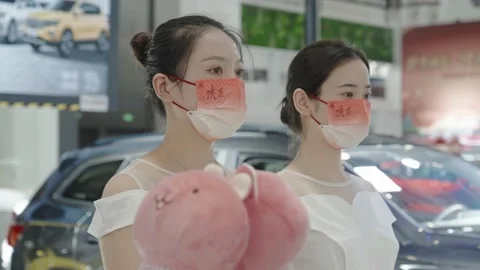 XI'AN, CHINA - OCT 01, 2021: Xi'an International Auto Show,During the COVID-19 Stock Footage 166035085