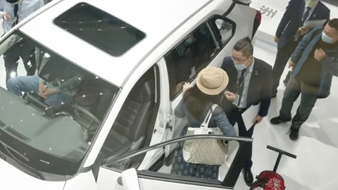 XI'AN, CHINA - OCT 01, 2021: Xi'an International Auto Show,During the COVID-19 Stock Footage 166035443