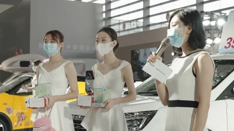 XI'AN, CHINA - OCT 01, 2021: Xi'an International Auto Show,During the COVID-19 Stock Footage 166505216