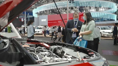 XI'AN, CHINA - OCT 01, 2021: Xi'an International Auto Show,During the COVID-19 Stockbeeldmateriaal 172228003