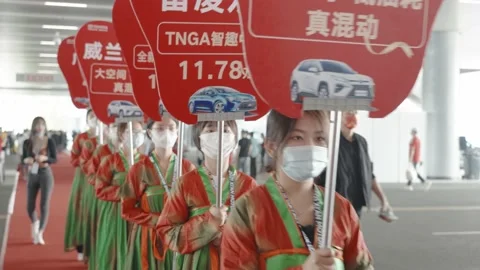 XI'AN, CHINA - OCT 01, 2021: Xi'an International Auto Show,During the COVID-19 Stock Footage 175507111