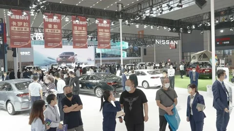 XI'AN, CHINA - OCT 01, 2021: Xi'an International Auto Show,During the COVID-19 Stock Footage 196203008