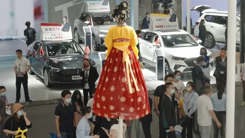 XI'AN, CHINA - OCT 01, 2021: Xi'an International Auto Show,During the COVID-19 Stock Footage 196958445