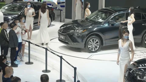 XI'AN, CHINA - OCT 01, 2021: Xi'an International Auto Show,During the COVID-19 Stock Footage 207576934