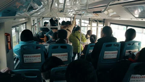 XI'AN, CHINA - OCT 01, 2021: Bus interior scene.China,Xi'an. Stock Footage 234871978