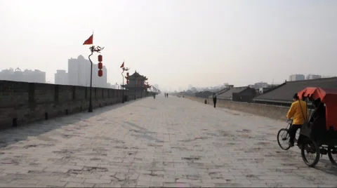 Xi'an city wall of china Stock Footage 882811