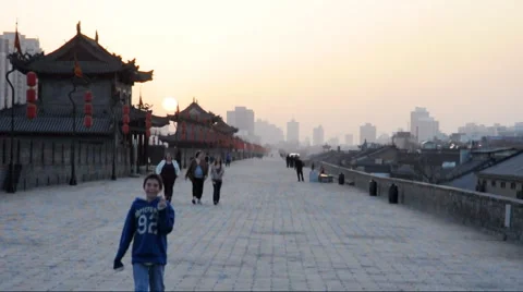 Xi'an city wall of china Stock Footage 906883