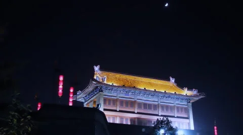 Xi"an City Wall at night Stock Footage 976023