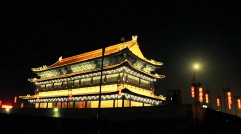 Xi'an City Wall at night Stock Footage 982690