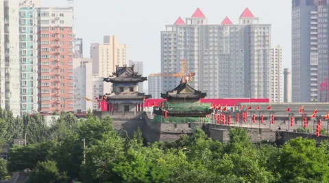 Xi'an city wall,china. Stock Footage 36001421