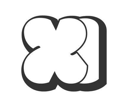 XI logo, bubble comic lettering, rounded in graffiti style black and white .. Stock Illustration