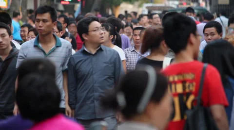 XI'AN - MAY 26: Crowd on street , Xi'an city, Shaanxi province, China. Stock Footage