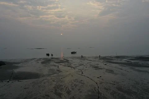 Xiamen Tidal Flat Mud Texture at Low Altitude in March Stock Photos