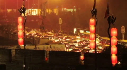 Xian City Wall at night Stock Footage