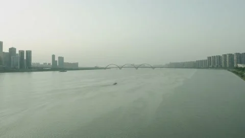 Xiang River Runs Through Changsha City Stock Footage 167345170