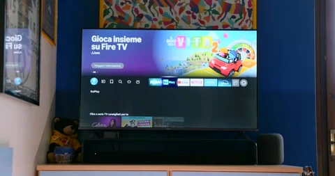 Xiaomi 4K smart television displaying Fire TV interface Stock Footage 332826191