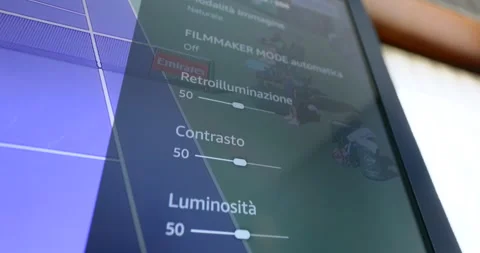Xiaomi 4K TV displaying smart interface and menu options. low angle Stock Footage 332826179