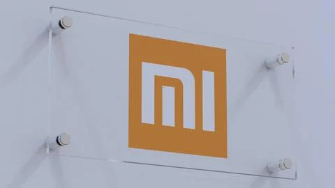 Xiaomi Dynamic  Logo on Digital Display Screen Stock Photos