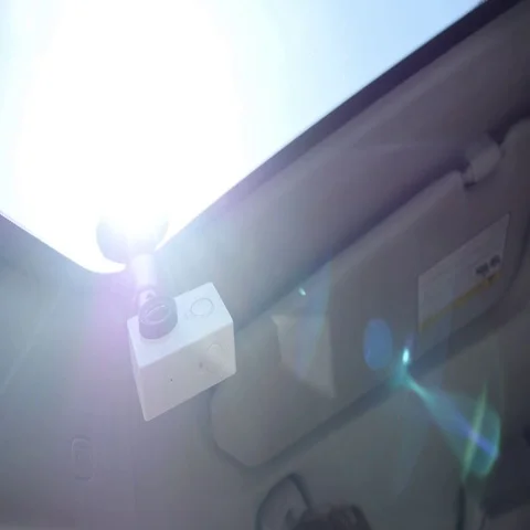 Xiaomi Yi Action Camera - Lens Flare - Mounted to windshield - Suction Stock Footage 69333926