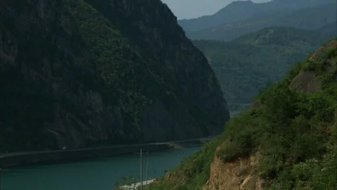 Xin An River passing through beautiful mountains Stockbeeldmateriaal 88824449