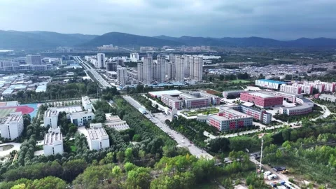 XINING, 12th, 2025: Drone shot of  central residential neighborhood of Xining, Stock-Footage 325133995