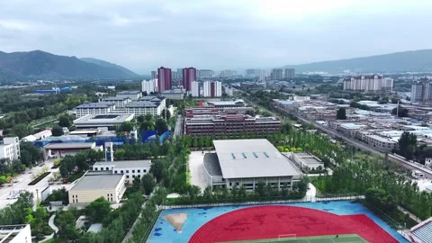 XINING, 12th, 2025: Drone shot of  central residential neighborhood of Xining, 動画素材 325134096